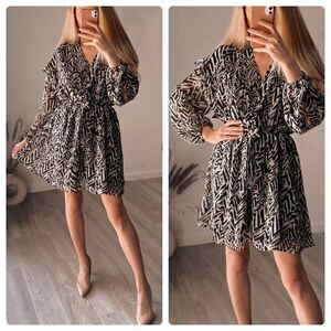 Mango Printed Dress Short Ruffled New